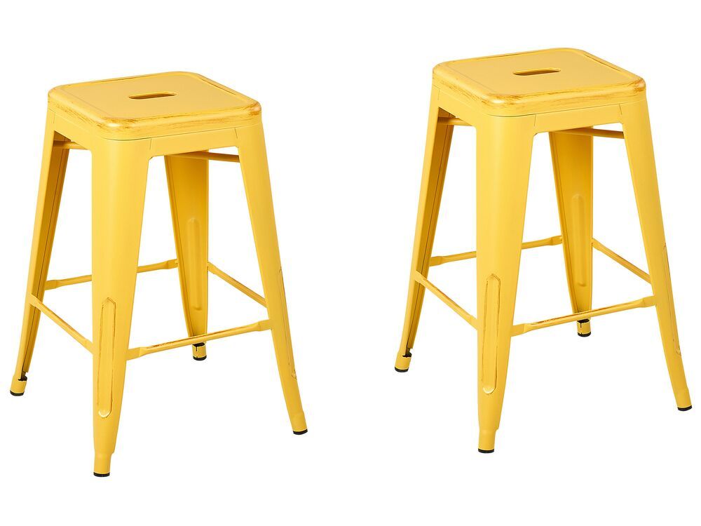 Beliani Sada 2 barových stoličiek 60 cm žltá/zlatá CABRILLO